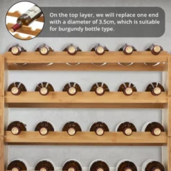 Stackable Wine Rack, Solid Wood Storage, Freestanding Floor & Countertop