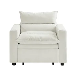 Velvet Convertible 3-in-1 Adjustable Sleeper Sofa Chair With Pullout Bed And Cup Holder -Baxton Studio Shop GUEST 6a2e6582 d8b8 4e5a a3f8 777c2f43dde0