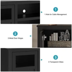 58" Farmhouse TV Stand , Entertainment Center For TVs Up To 70 Inch -Baxton Studio Shop GUEST 6a3fee0b 9de9 4b91 a43a d2a719664011