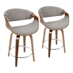 Set Of 2 Curvini Mid-Century Modern Counter Height Barstools - LumiSource -Baxton Studio Shop GUEST 6a48b242 9410 4129 b247 edcaee24498a