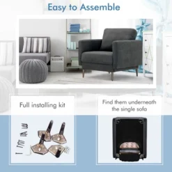 Costway Modern Upholstered Accent Chair Single Sofa Armchair Living Room Funiture WhiteGrey 16 Costway Modern Upholstered Accent Chair Single Sofa Armchair Living Room Funiture WhiteGrey -Baxton Studio Shop GUEST 6a920c0c 2d99 4cf9 a40f 56d64cadc629