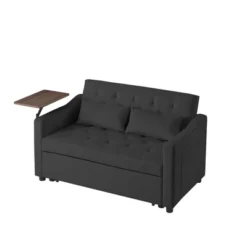 Velvet Sofa Bed With Tufted Back And Seat, 360° Side Table, Adjustable Backrest And Foam Cushion For Living Room -Baxton Studio Shop GUEST 6ace6efb 4362 4798 823e 2ce288719356