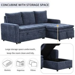 89''W Upholstered Sectional Sofa With Storage Space, Convertible Sofa Bed For Living Room, Apartment And Office 4Q - ModernLuxe -Baxton Studio Shop GUEST 6ad6e9c3 69ab 4624 b8e1 3f497a40f4c0