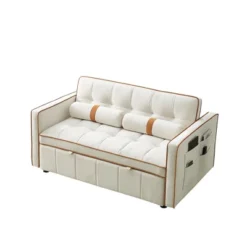 55.5" Pull Out Sleeper Sofa Bed, Upholstered Loveseat Sofa Couch With Side Pockets, Adjustable Backrest, And Lumbar Pillows-ModernLuxe 16 55.5" Pull Out Sleeper Sofa Bed, Upholstered Loveseat Sofa Couch With Side Pockets, Adjustable Backrest, And Lumbar Pillows-ModernLuxe -Baxton Studio Shop GUEST 6adfd2d1 7c63 4be1 b9f2 599959f69fd5
