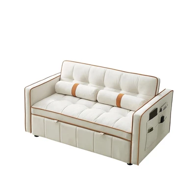 55.5" Pull Out Sleeper Sofa Bed, Upholstered Loveseat Sofa Couch With Side Pockets, Adjustable Backrest, And Lumbar Pillows-ModernLuxe 5 55.5" Pull Out Sleeper Sofa Bed, Upholstered Loveseat Sofa Couch With Side Pockets, Adjustable Backrest, And Lumbar Pillows-ModernLuxe - Image 5