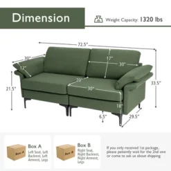 Costway Modern Loveseat Fabric 2-Seat Sofa Couch For Small Space W/Metal Legs Army 18 Costway Modern Loveseat Fabric 2-Seat Sofa Couch For Small Space W/Metal Legs Army -Baxton Studio Shop GUEST 6b03c1ad 0bbd 4753 b67f 8bdb6bb233d8