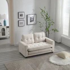 NicBex 55 Inch Velvet Sectional Sofa Bed Luxury Foldable Sleeper Sofabed Modern Convertible Design Living Room Statement Piece