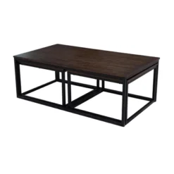 54" Wide Arcadia Acacia Wood Coffee Table With Nesting Tables Antiqued Mocha - Alaterre Furniture -Baxton Studio Shop GUEST 6b2426c8 37a1 46e7 9710 ca3163b5b4b6