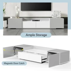 Modern TV Stand For 70" TV With Large Storage And Magnetic Doors, White - ModernLuxe 13 Modern TV Stand For 70" TV With Large Storage And Magnetic Doors, White - ModernLuxe -Baxton Studio Shop GUEST 6b325bc3 ae4e 4fbf 8b31 c8246783ff0d