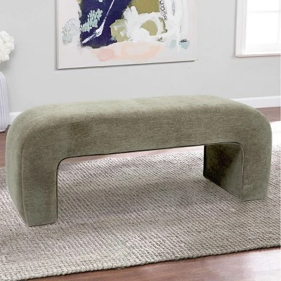 Lily 47" Upholstered Scroll Velvet Waterfall Bench/Chenille Entryway Bench-The Pop Maison 10 Lily 47" Upholstered Scroll Velvet Waterfall Bench/Chenille Entryway Bench-The Pop Maison - Image 10