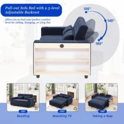 Modern 3-in-1 Pull-Out Sofa Bed With Storage Shelves, USB Ports & Cup Holders, Convertible Sleeper Sofa Couch For Small Spaces - ModernLuxe 17 Modern 3-in-1 Pull-Out Sofa Bed With Storage Shelves, USB Ports & Cup Holders, Convertible Sleeper Sofa Couch For Small Spaces - ModernLuxe -Baxton Studio Shop GUEST 6b9fd892 ec32 4259 87f0 1ced239b2e64