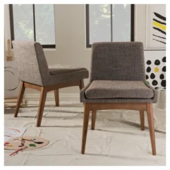 Set Of 2 Nexus Mid - Century Modern Wood Finishing And Fabric Upholstered Dining Side Chair Gravel/Walnut Brown - Baxton Studio 9 Set Of 2 Nexus Mid - Century Modern Wood Finishing And Fabric Upholstered Dining Side Chair Gravel/Walnut Brown - Baxton Studio -Baxton Studio Shop GUEST 6bdbcadd 335c 444c a76e 6c42d6ee167d