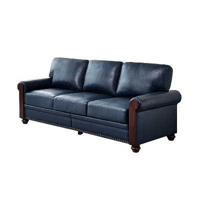 Eulalia Transitional Leather 82"Wide Sofa With Rolled Arms And Solid Wood Legs | ARTFUL LIVING DESIGN 2 Eulalia Transitional Leather 82"Wide Sofa With Rolled Arms And Solid Wood Legs | ARTFUL LIVING DESIGN - Image 2