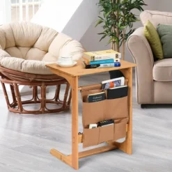 Costway Bamboo Sofa Table Laptop Desk Coffee Snack End Table Bedside Table W/Storage Bag -Baxton Studio Shop GUEST 6c460e0a e861 485e bd9c 5cbe08c8c758
