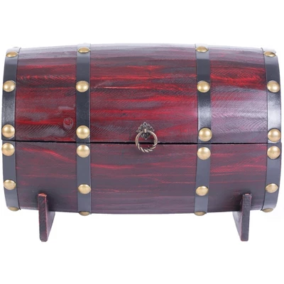 Vintiquewise Wooden Wine Barrel Shaped Treasure Chest Vintage Decorative Wine Holder 4 Vintiquewise Wooden Wine Barrel Shaped Treasure Chest Vintage Decorative Wine Holder - Image 4
