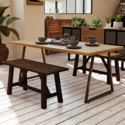 Costway 1/2 PCS Wooden Dining Bench Farmhouse Shoe Bench Entryway Seat With Rubber Wood Frame 13 Costway 1/2 PCS Wooden Dining Bench Farmhouse Shoe Bench Entryway Seat With Rubber Wood Frame -Baxton Studio Shop GUEST 6c8679e6 8be0 4ccb 9e9b 4ba83bfb9c45