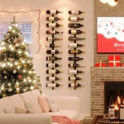 Itopfox 12 Bottle Wall-Mounted Wine Rack, Detachable Storage Organizer Used As One Or Four, DIY Wall Hanging Bottle Holder For Dining Room, Bar -Baxton Studio Shop GUEST 6c9f0e77 96cd 4da1 8bf8 246c948c53d5