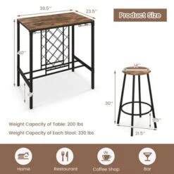 Costway 5PCS Bar Table & Stools Set Industrial Bistro Set With Wine Rack & Glass Holder -Baxton Studio Shop GUEST 6cb48cf6 858b 4495 9dcb 9cc0e7afe686