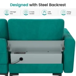 Costway Modular 3-Seat Sofa Couch W/ Socket USB Ports & Side Storage Pocket Teal -Baxton Studio Shop GUEST 6cc4405a 4428 41d0 844b 90bf4ff12ff3