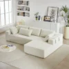 TiramisuBest 108" L Shaped Sectional Sofa Chenille Upholstered Modular 4 Seat Convertible Couch Set Seating 6 Pillows Living Room Left /Right Side