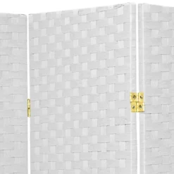 6 Ft. Tall Woven Fiber Room Divider - White (5 Panels)