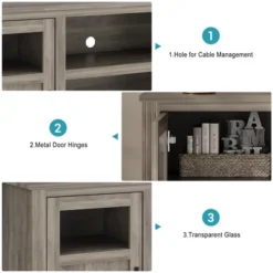 34'' Tall Farmhouse LED TV Stand,Entertainment Center With Storage,TV Media Console Table For TV Up To 65 Inch,TV Table -Baxton Studio Shop GUEST 6d2d1b81 7b4f 4ef8 8786 119ea9aab262