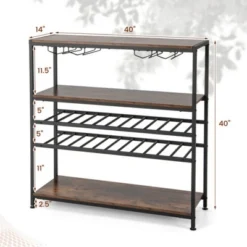 MOEPISY 5 Tier Wine Rack With Glasses Holder -Baxton Studio Shop GUEST 6d6280c0 7e82 4b76 87ad 6a2310e019cc