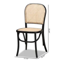 Baxton Studio 2pc Cambree Woven Rattan And Wood Cane Dining Chair Set Brown/Black: Mid-Century, Beech Frame, Polyester Upholstery -Baxton Studio Shop GUEST 6d8273e3 c70e 49fd 8797 8472c84ed2fc