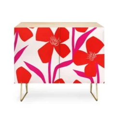 Maritza Lisa Red And Pink Floral Pattern Credenza - Deny Designs -Baxton Studio Shop GUEST 6d8b078a be54 4ce4 aa8e 5093d3af700f