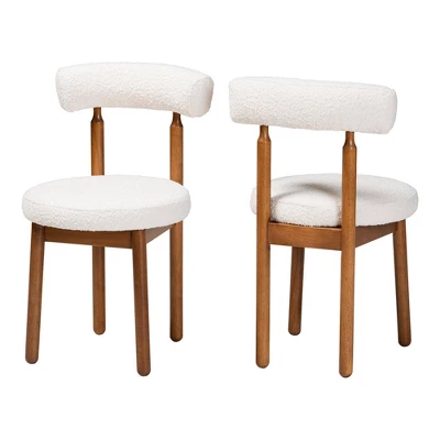 Baxton Studio 2pc Edric Boucle Fabric And Wood Dining Chair Set 1 Baxton Studio 2pc Edric Boucle Fabric And Wood Dining Chair Set