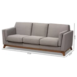 Baxton Studio Sava Fabric Upholstered Walnut Wood 3 Seater Sofa Gray - BaxtonStudio -Baxton Studio Shop GUEST 6dcce518 d45a 4aa7 9835 d4ec48c31e1f
