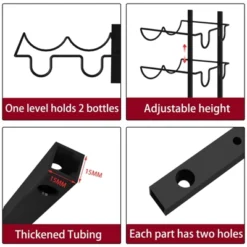 Itopfox 24 Bottle Wall Mounted Wine Rack, Adjustable Height For Wine, Liquor, Champagne, Matte Black Metal Rack For Kitchen, Bar, Wine Cellar -Baxton Studio Shop GUEST 6e13b896 1c88 4b02 9cd3 8308d33fbd39