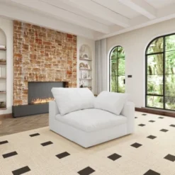 Cloud Modular Comfort L Shaped Sofa Couch For Living Room 3Seater +1 Ottoman -Baxton Studio Shop GUEST 6e1d8c55 7715 4cbf b1dd 585c6e0035b6