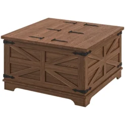 HOMCOM Farmhouse Coffee Table With Flip Top, Hidden Storage Compartment, Square Center Table For Living Room -Baxton Studio Shop GUEST 6e28d3f2 83cb 49a4 b9c7 827460cac65d