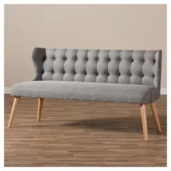 Melody Mid-Century Modern Fabric And Natural Wood Finishing 3 Seater Settee Bench Gray - Baxton Studio -Baxton Studio Shop GUEST 6e3f0d64 b623 4128 b927 98ade8a8eac1