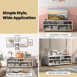 Costway TV Stand 4 Cubby TV Console Table With Adjustable Shelves Modern Home Media Entertainment Center -Baxton Studio Shop GUEST 6e64df16 dc46 4e14 abf4 9bccb8c22704