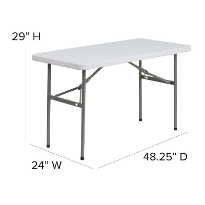 Flash Furniture 4-Foot Granite White Plastic Folding Table 3 Flash Furniture 4-Foot Granite White Plastic Folding Table - Image 3