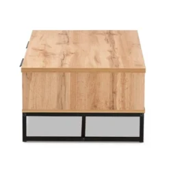 Franklin Wood And Metal 2 Drawer Coffee Table Oak/Black - Baxton Studio: Large Storage, Modern Design -Baxton Studio Shop GUEST 6e9a7dbf a124 4c48 9806 499d81057a0a