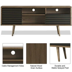 Costway Modern TV Stand/Console Cabinet 3 Shelves Storage Drawer Splayed Leg Wood/Black -Baxton Studio Shop GUEST 6ead3d33 4d2d 4868 b05e 13aee310712b