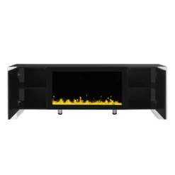 68"W TV Stand TV Console Sideboard Entertainment Center Media Console With Electric Fireplace And Cabinets For TVs Up To 78", White/Black-ModernLuxe -Baxton Studio Shop GUEST 6ead8ba8 2af4 4dd5 a5b2 1a81fb449a6c