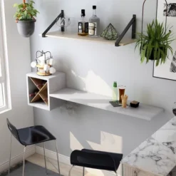 Donjala 4 Bottle Floating Wine Rack White/Light Brown - MiBasics