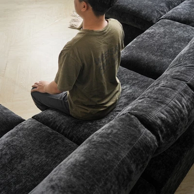 Cloud Couch Modular Sectional Sofa, 134" U Shaped Couch For Livingroom, Oversized Convertible Wide Seater With 2 Ottomans Living Room Set,Black 6 Cloud Couch Modular Sectional Sofa, 134" U Shaped Couch For Livingroom, Oversized Convertible Wide Seater With 2 Ottomans Living Room Set,Black - Image 6