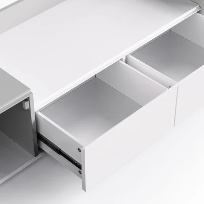 Modern TV Stand For 70" TV With Large Storage And Magnetic Doors, White - ModernLuxe 9 Modern TV Stand For 70" TV With Large Storage And Magnetic Doors, White - ModernLuxe - Image 9