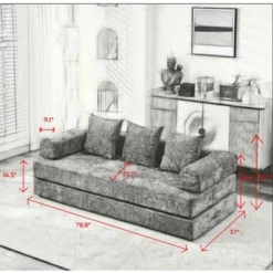 Floor Sofa Bed Chenille Upholstered Sofa Convertible Folding Mattress Couch Sleeper Sofa, Beige/Black/Green/Blue - ModernLuxe -Baxton Studio Shop GUEST 6ee3e1e8 6549 49f2 ab6e b53f2dd87e35