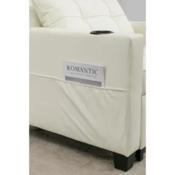 34.26"W Faux Leather/Linen/Tech Cloth Upholstered Convertible Pull Out Sleeper Sofa Bed With USB Ports, Cup Holders And Side Pockets, 4L -ModernLuxe -Baxton Studio Shop GUEST 6f60d5e4 992f 45f8 800e 2fb34082cfc9