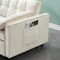 SKRAN Convertible Sleeper Sofa Bed LoveSeat Casual Couch Velvet Sofa, With Pull-Out Bed And Adjustable Backrest For Home Apartment Living Room -Baxton Studio Shop GUEST 6f631dd8 6b21 4253 a789 f39108470957