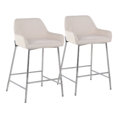 Set Of 2 Daniella Metal/Polyester Counter Height Barstools - LumiSource 12 Set Of 2 Daniella Metal/Polyester Counter Height Barstools - LumiSource - Image 12