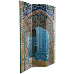 6" Double Sided Heavenly Archways Canvas Room Divider Blue/Beige - Oriental Furniture -Baxton Studio Shop GUEST 6f8390b3 5fd8 461d ac0a 9274bc0cd436
