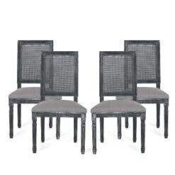 Christopher Knight Home Brownell French Country Wood And Cane Upholstered Dining Chairs (Set Of 4) -Baxton Studio Shop GUEST 6f8e75c6 b2cf 4876 a5c7 2280c624cbe0