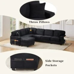 Upholstered Sectional Sofa L-shaped Sofa With Movable Ottoman & Side Storage Pockets - ModernLuxe 18 Upholstered Sectional Sofa L-shaped Sofa With Movable Ottoman & Side Storage Pockets - ModernLuxe -Baxton Studio Shop GUEST 6f9c7421 7d25 49e9 b39d f8e6d1a24c48